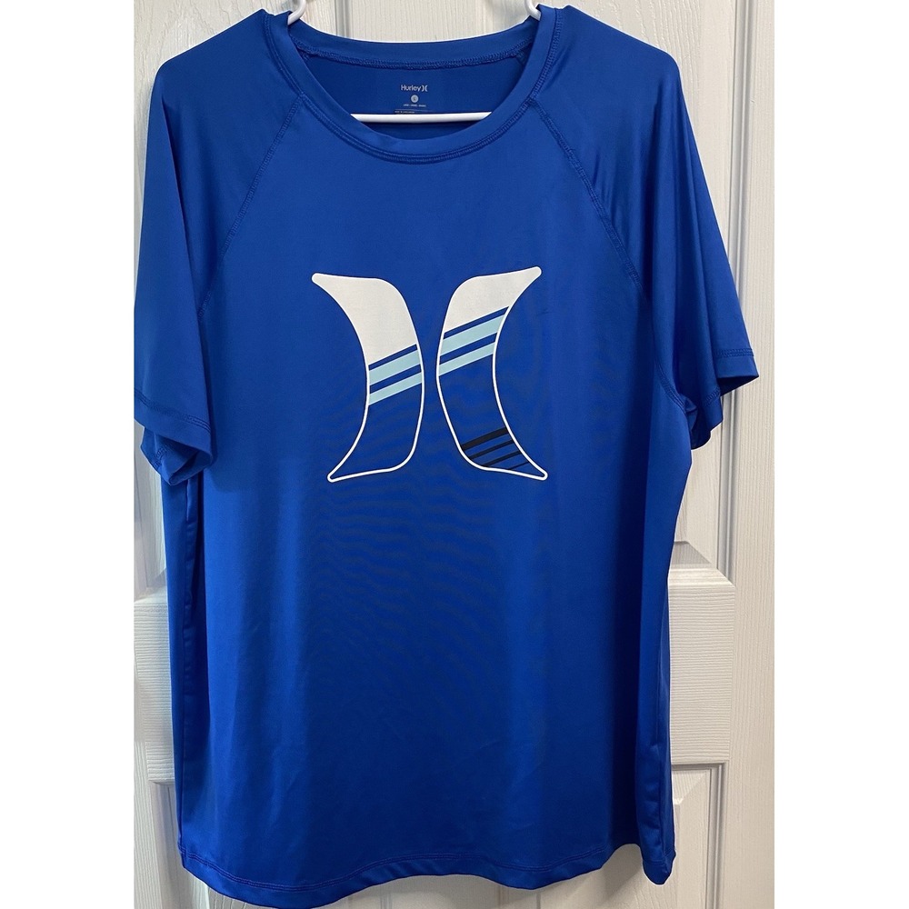 Hurley Logo Mens Graphic T-Shirt Blue Crew Neck Short Sleeve L